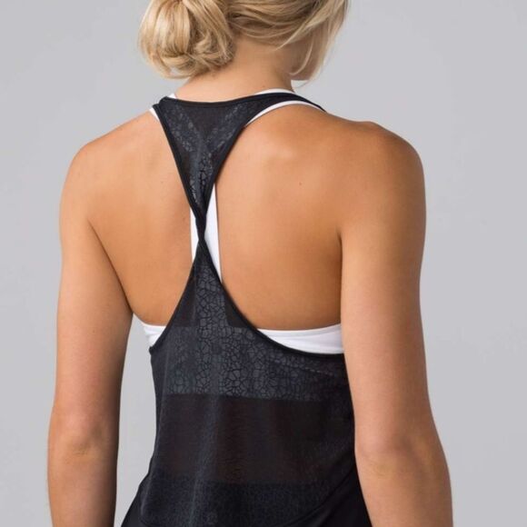 LULULEMON | Twist & Train Tank Top Black Lace Women’s Size Medium 8-10 - Picture 4 of 13